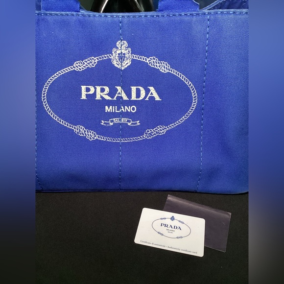 Authentic Cobalt Blue Prada Canapa With Guarantee Card - Picture 6 of 14